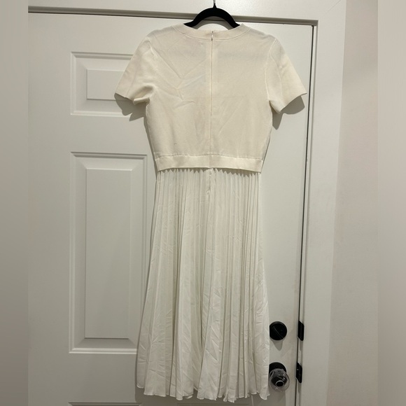 RACHEL PARCELL Ivory Cloud Pleated Crepe Skirt Mixed Media Knit Dress - Picture 9 of 10